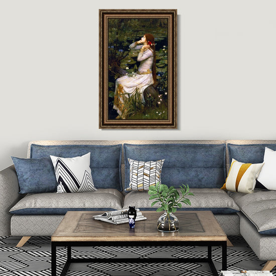 INVIN ART Framed Canvas Art Giclee Print Ophelia 1894 by John William Waterhouse Wall Art