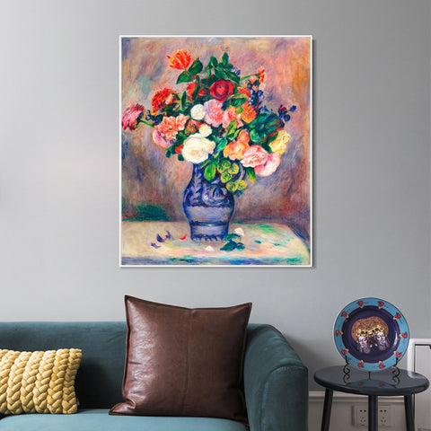 INVIN ART Framed Canvas Flowers in a Vase by Pierre Auguste Renoir Wall Art Living Room Home Office Decorations