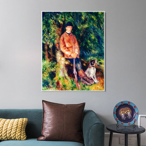 INVIN ART Framed Canvas Portrait of Alfred Bérard with His Dog by Pierre Auguste Renoir Wall Art Living Room Home Office Decorations