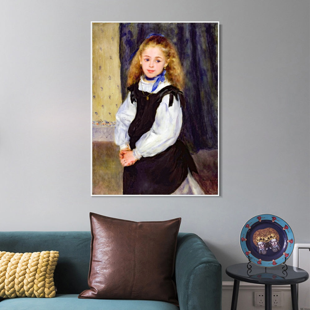 INVIN ART Framed Canvas Portrait of Mademoiselle Legrand by Pierre Auguste Renoir Wall Art Living Room Home Office Decorations