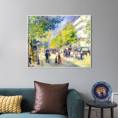 INVIN ART Framed Canvas The Grands Boulevards by Pierre Auguste Renoir Wall Art Living Room Home Office Decorations