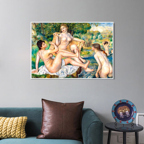 INVIN ART Framed Canvas The Great Bathers by Pierre Auguste Renoir Wall Art Living Room Home Office Decorations
