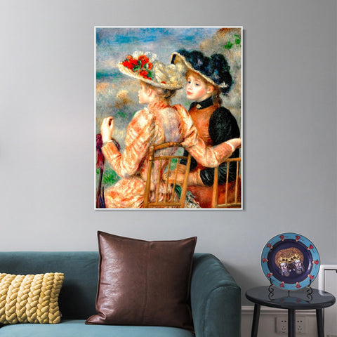 INVIN ART Framed Canvas Two Girls by Pierre Auguste Renoir Wall Art Living Room Home Office Decorations