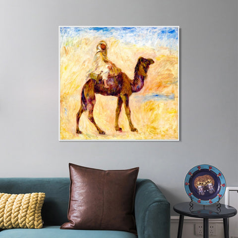 INVIN ART Framed Canvas Woman with a Guitar by Pierre Auguste Renoir Wall Art Living Room Home Office Decorations