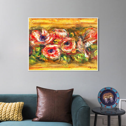 INVIN ART Framed Canvas ANEMONES2 by Pierre Auguste Renoir Wall Art Living Room Home Office Decorations