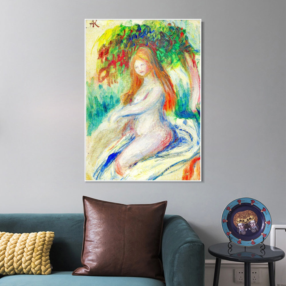 INVIN ART Framed Canvas BAIGNEUSE4 by Pierre Auguste Renoir Wall Art Living Room Home Office Decorations