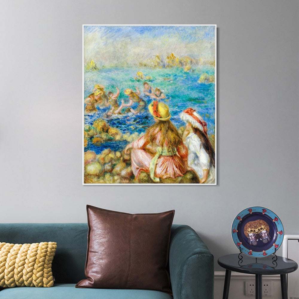 INVIN ART Framed Canvas BAIGNEUSES by Pierre Auguste Renoir Wall Art Living Room Home Office Decorations