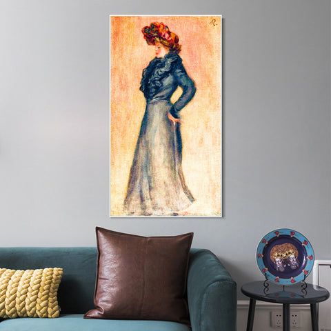 INVIN ART Framed Canvas FEMME DEBOUT DE PROFIL by Pierre Auguste Renoir Wall Art Living Room Home Office Decorations