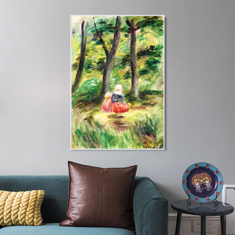 INVIN ART Framed Canvas FEMME ET ENFANT DANS UN PAYSAGE by Pierre Auguste Renoir Wall Art Living Room Home Office Decorations