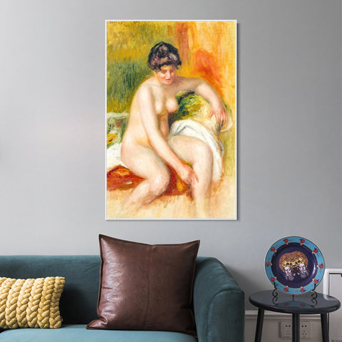 INVIN ART Framed Canvas FEMME NUE DANS UN INTERIEUR by Pierre Auguste Renoir Wall Art Living Room Home Office Decorations
