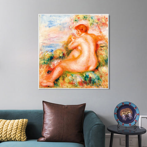 INVIN ART Framed Canvas FEMME NUE DANS UN PAYSAGE by Pierre Auguste Renoir Wall Art Living Room Home Office Decorations
