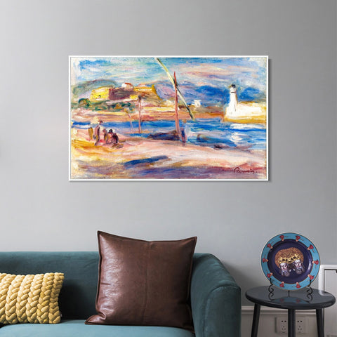 INVIN ART Framed Canvas FORT CARRÉ ET PHARE D'ANTIBES by Pierre Auguste Renoir Wall Art Living Room Home Office Decorations