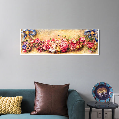 INVIN ART Framed Canvas GUIRLANDE DE ROSES by Pierre Auguste Renoir Wall Art Living Room Home Office Decorations