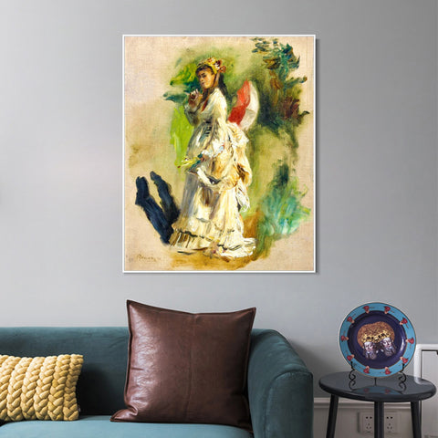 INVIN ART Framed Canvas JEUNE FEMME A L'OMBRELLE2 by Pierre Auguste Renoir Wall Art Living Room Home Office Decorations