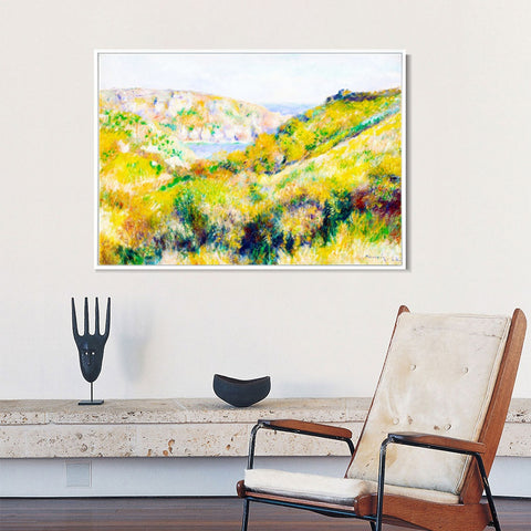 INVIN ART Framed Canvas Hills around the Bay of Moulin Huet, Guernsey by Pierre Auguste Renoir Wall Art Living Room Home Office Decorations