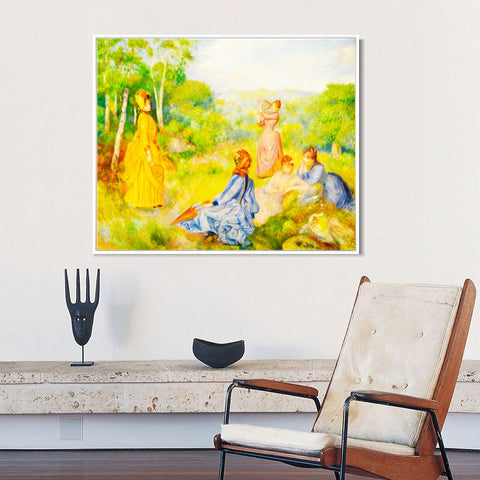INVIN ART Framed Canvas Jeunes Filles Jouant au Volant by Pierre Auguste Renoir Wall Art Living Room Home Office Decorations