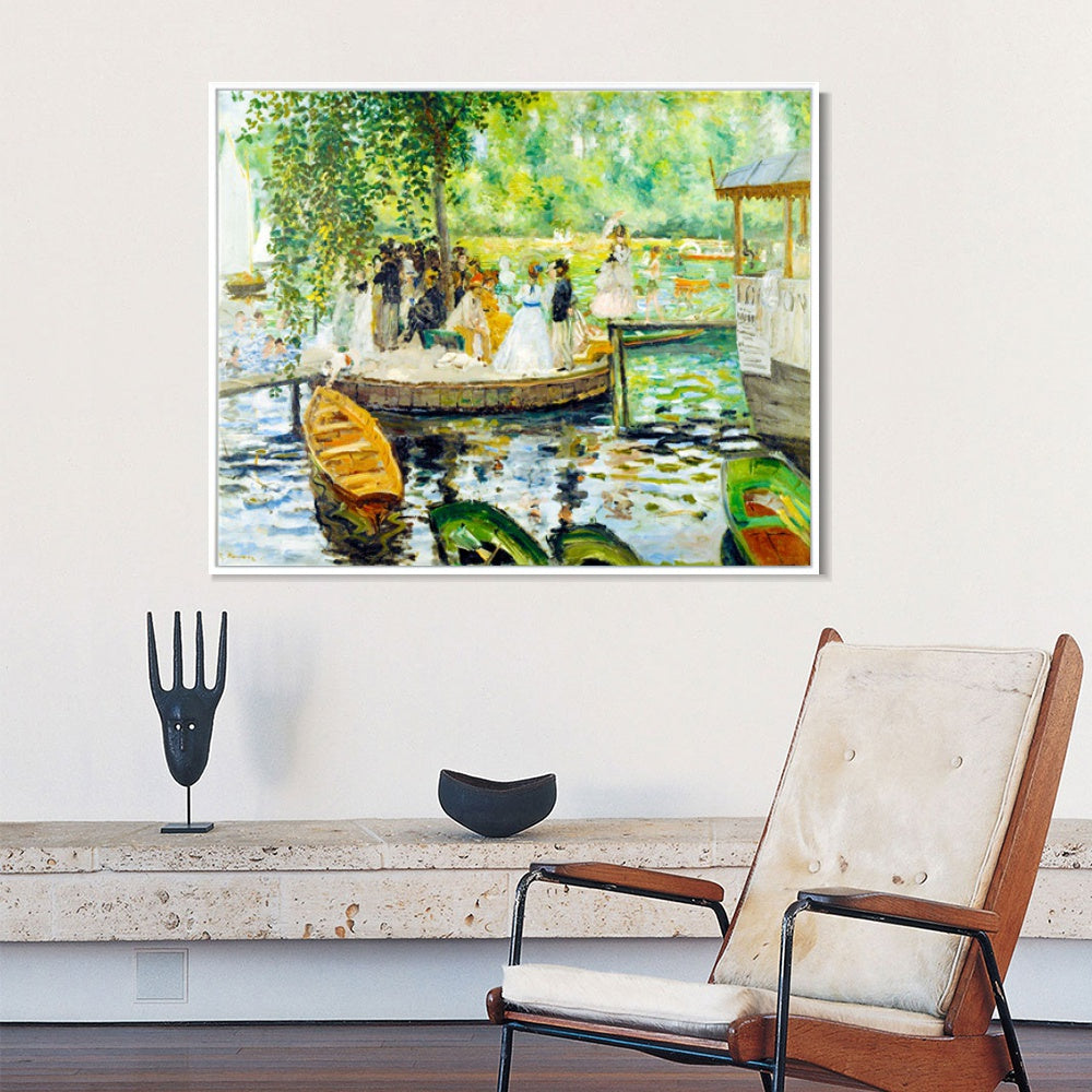 INVIN ART Framed Canvas La Grenouill¨¨re by Pierre Auguste Renoir Wall Art Living Room Home Office Decorations