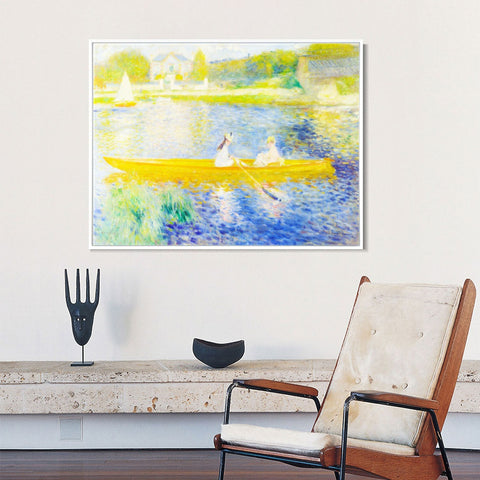 INVIN ART Framed Canvas The Skiff(La Yole) by Pierre Auguste Renoir Wall Art Living Room Home Office Decorations