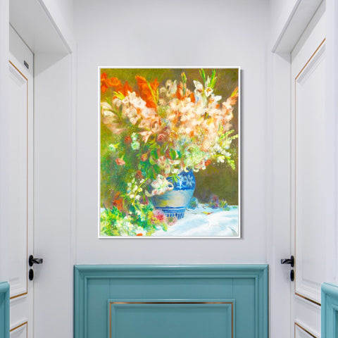 INVIN ART Framed Canvas Still Life with Flowers and Prickly Pears by Pierre Auguste Renoir Wall Art Living Room Home Office Decorations