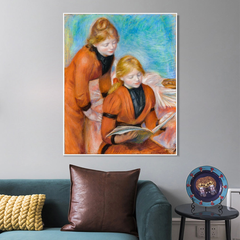 INVIN ART Framed Canvas LA LECTURE by Pierre Auguste Renoir Wall Art Living Room Home Office Decorations