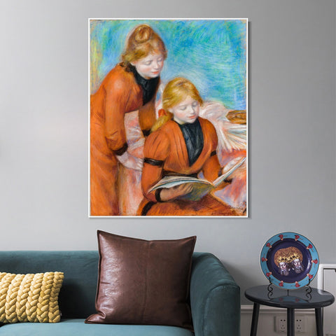INVIN ART Framed Canvas LA LECTURE by Pierre Auguste Renoir Wall Art Living Room Home Office Decorations