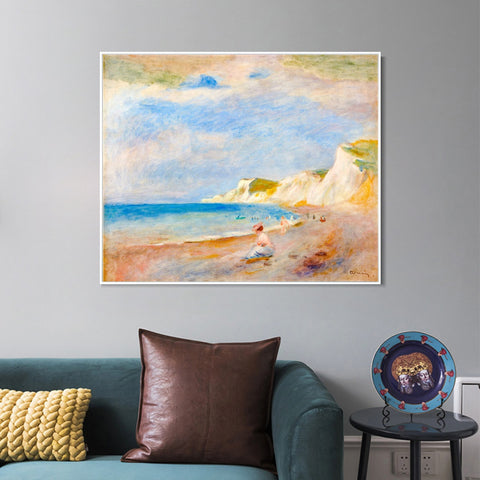 INVIN ART Framed Canvas LA PLAGE DE VARENGEVILLE by Pierre Auguste Renoir Wall Art Living Room Home Office Decorations