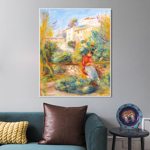 INVIN ART Framed Canvas LA TERRASSE A CAGNES by Pierre Auguste Renoir Wall Art Living Room Home Office Decorations