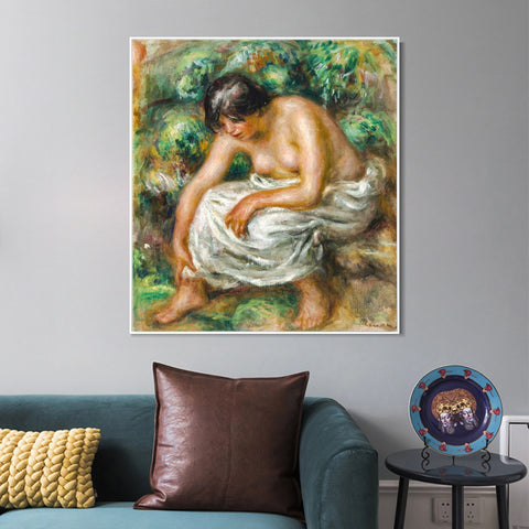 INVIN ART Framed Canvas LA TOILETTE APRÈS LE BAIN by Pierre Auguste Renoir Wall Art Living Room Home Office Decorations