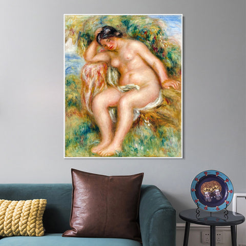 INVIN ART Framed Canvas LE REPOS DE LA BAIGNEUSE by Pierre Auguste Renoir Wall Art Living Room Home Office Decorations