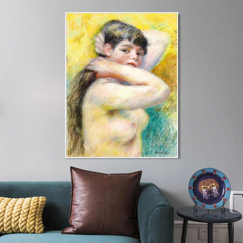 INVIN ART Framed Canvas LE TORSE NU by Pierre Auguste Renoir Wall Art Living Room Home Office Decorations