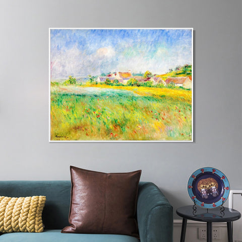 INVIN ART Framed Canvas LE VILLAGE DE BONNECOURT by Pierre Auguste Renoir Wall Art Living Room Home Office Decorations