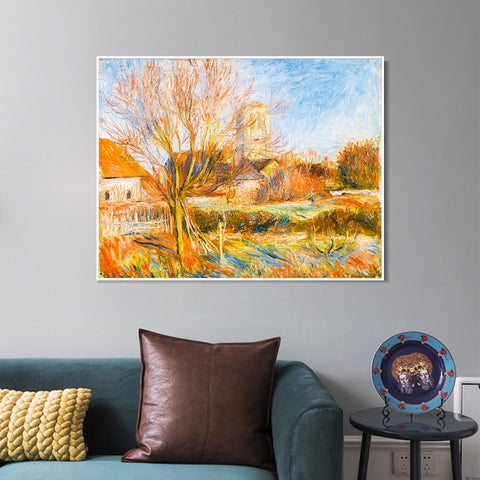 INVIN ART Framed Canvas LE VILLAGE DE BONNECOURT by Pierre Auguste Renoir Wall Art Living Room Home Office Decorations