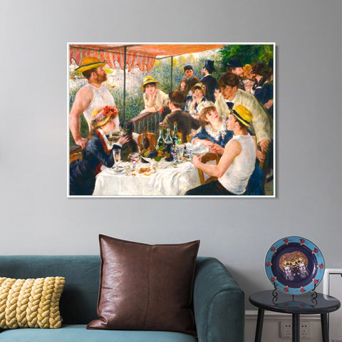 INVIN ART Framed Canvas Luncheon of the Boating Party by Pierre Auguste Renoir Wall Art Living Room Home Office Decorations