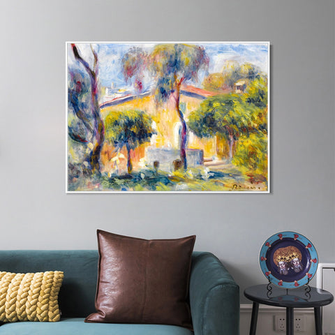INVIN ART Framed Canvas MAISONS A CAGNES by Pierre Auguste Renoir Wall Art Living Room Home Office Decorations