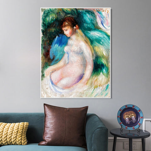 INVIN ART Framed Canvas NU ASSIS by Pierre Auguste Renoir Wall Art Living Room Home Office Decorations