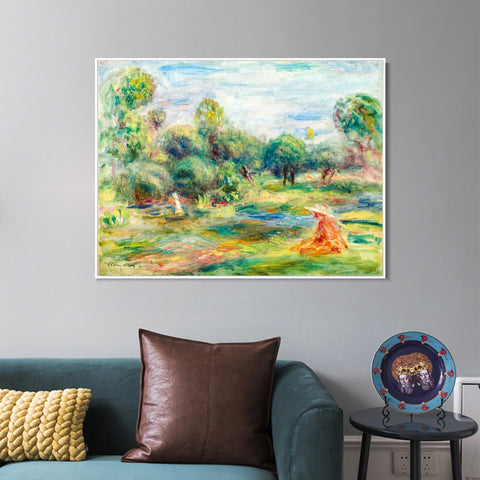 INVIN ART Framed Canvas PAYSAGE À CAGNES by Pierre Auguste Renoir Wall Art Living Room Home Office Decorations