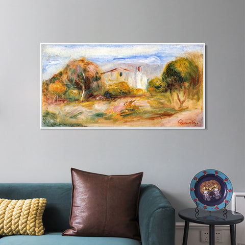 INVIN ART Framed Canvas PAYSAGE AVEC MAISON by Pierre Auguste Renoir Wall Art Living Room Home Office Decorations