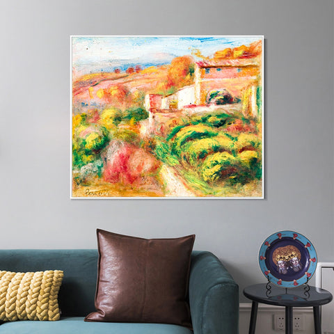 INVIN ART Framed Canvas PAYSAGE AVEC MAISONS À CAGNES by Pierre Auguste Renoir Wall Art Living Room Home Office Decorations