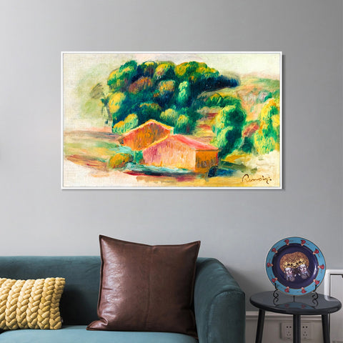 INVIN ART Framed Canvas Paysage, maisons by Pierre Auguste Renoir Wall Art Living Room Home Office Decorations