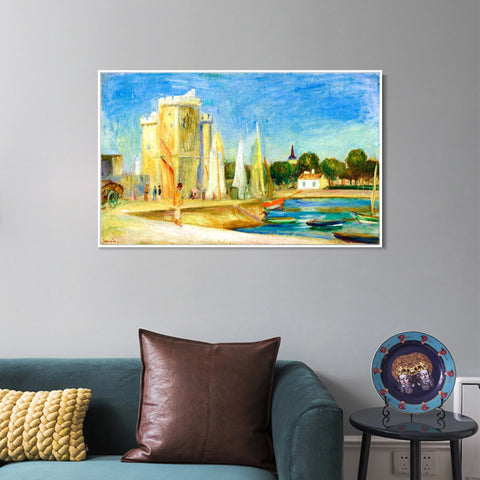 INVIN ART Framed Canvas PORT DE LA ROCHELLE by Pierre Auguste Renoir Wall Art Living Room Home Office Decorations