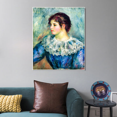 INVIN ART Framed Canvas PORTRAIT EN BUSTE DE JEUNE FILLE by Pierre Auguste Renoir Wall Art Living Room Home Office Decorations