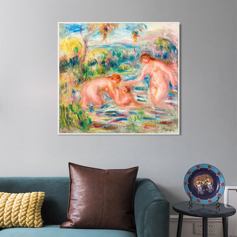 INVIN ART Framed Canvas TROIS BAIGNEUSES by Pierre Auguste Renoir Wall Art Living Room Home Office Decorations