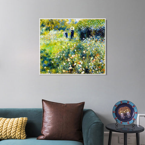 INVIN ART Framed Canvas Femme avec parasol dans un jardin by Pierre Auguste Renoir Wall Art Living Room Home Office Decorations