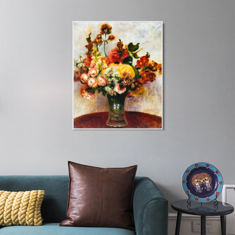 INVIN ART Framed Canvas Fleurs dans un vase by Pierre Auguste Renoir Wall Art Living Room Home Office Decorations