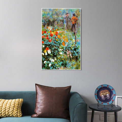 INVIN ART Framed Canvas Jardin de la rue Cortot by Pierre Auguste Renoir Wall Art Living Room Home Office Decorations