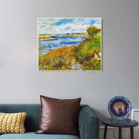 INVIN ART Framed Canvas La Seine à Champrosay by Pierre Auguste Renoir Wall Art Living Room Home Office Decorations