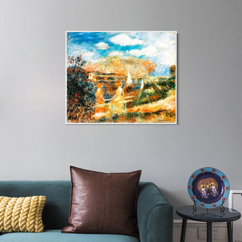 INVIN ART Framed Canvas Les Bords de la Seine à Argenteuil by Pierre Auguste Renoir Wall Art Living Room Home Office Decorations