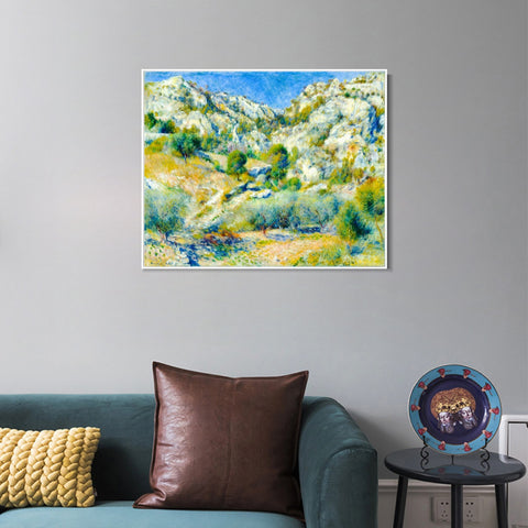 INVIN ART Framed Canvas Rocky Crags at L'Estaque by Pierre Auguste Renoir Wall Art Living Room Home Office Decorations