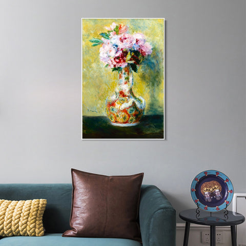 INVIN ART Framed Canvas Bouquet in a Vase by Pierre Auguste Renoir Wall Art Living Room Home Office Decorations