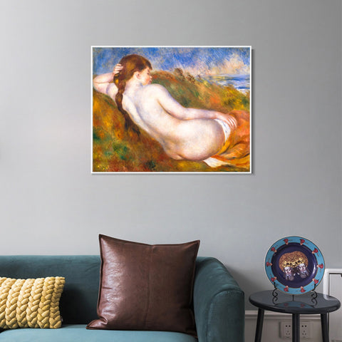 INVIN ART Framed Canvas Reclining Nude by Pierre Auguste Renoir Wall Art Living Room Home Office Decorations